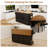 Rolling Kitchen Island With Drop Leaf, Trash Can Cabinet, Drawers And Storage, Black-1691817911