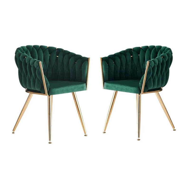 Abdurrahim Velvet Dining Chair - Ergonomic Tufted Back and Metal Legs - Button Back Armchair for Dining Room Living Room Restaurants