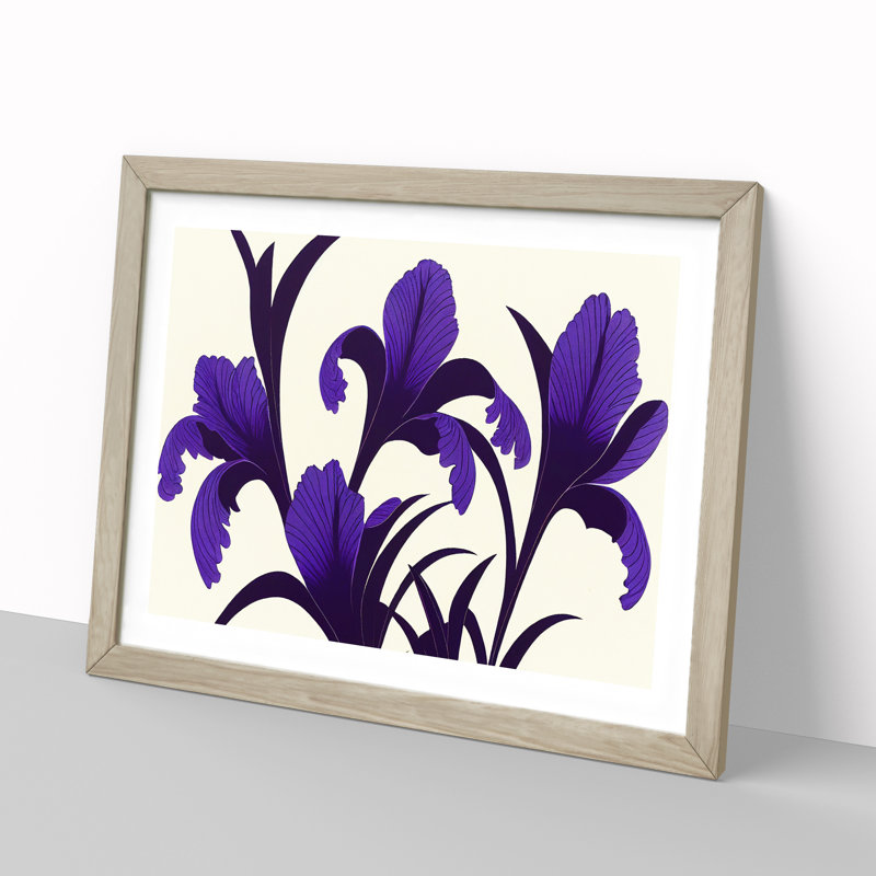 Lively Iris Flowers - Single Picture Frame Print, 25cm H x 34cm W, Grey
