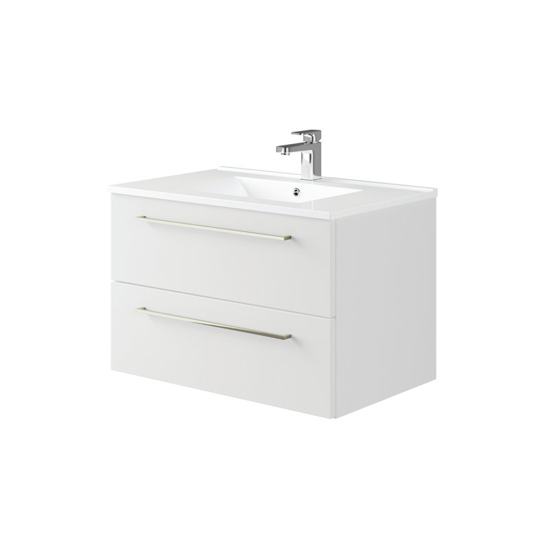 750mm Wall Hung Single Vanity Unit, White Gloss