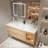 Simple log style bathroom cabinet