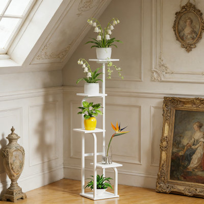Support à plantes à 5 niveaux pour l'intérieur et l'extérieur, tablette d'angle pour plusieurs plantes, présentoir en métal robuste pour pots, décor peu encombrant pour le patio