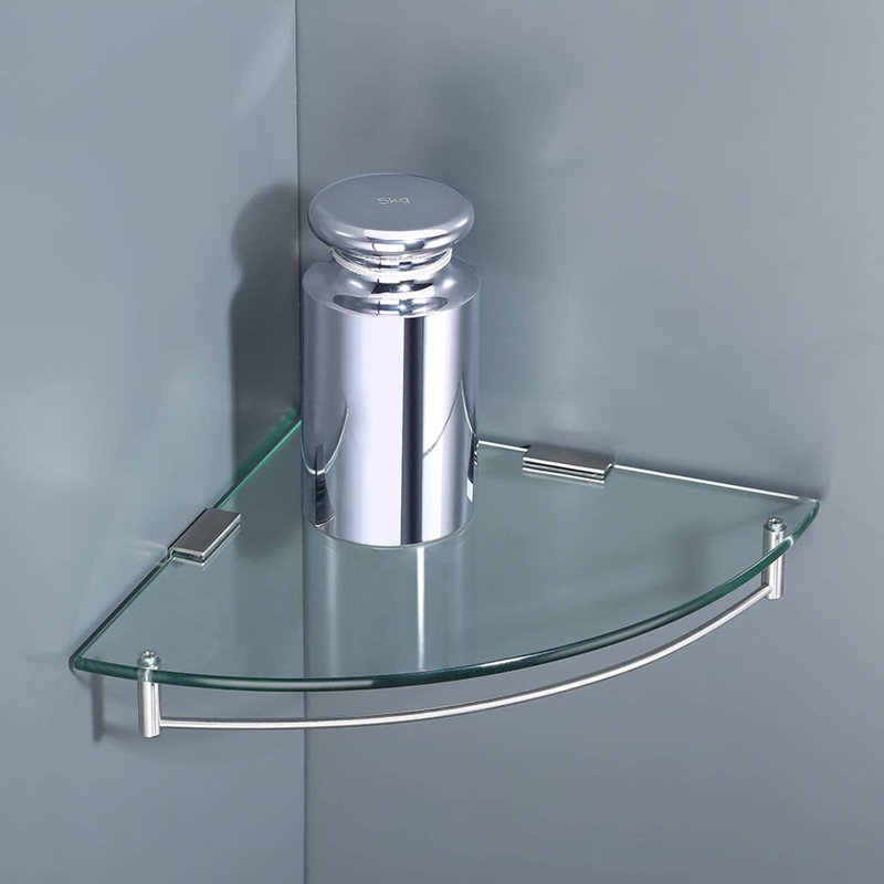 Hillsg Triangle Glass Floating Shelf, White