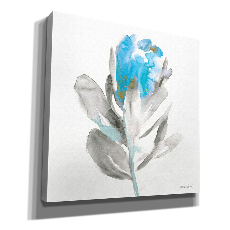 «Spirit Flower 1 Blue C» par Danhui Nai, art mural sur toile, H 12 po x l 12 po