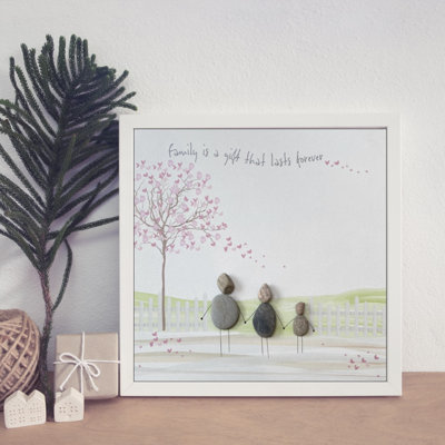 Family Is A Gift That Lasts Forever ( 2 Adults 1 Child ) - Shadow Box Painting