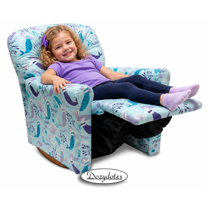 Kids Rocker Recliner Chair in Blue Mermaids, Blue Mermaids