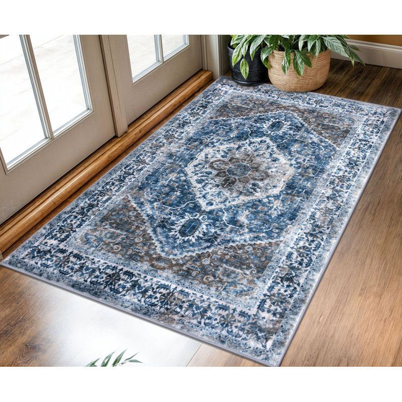 Tapis d'intérieur antidérapant Jodhveer , Rectangulaire 3 pi x 5 pi