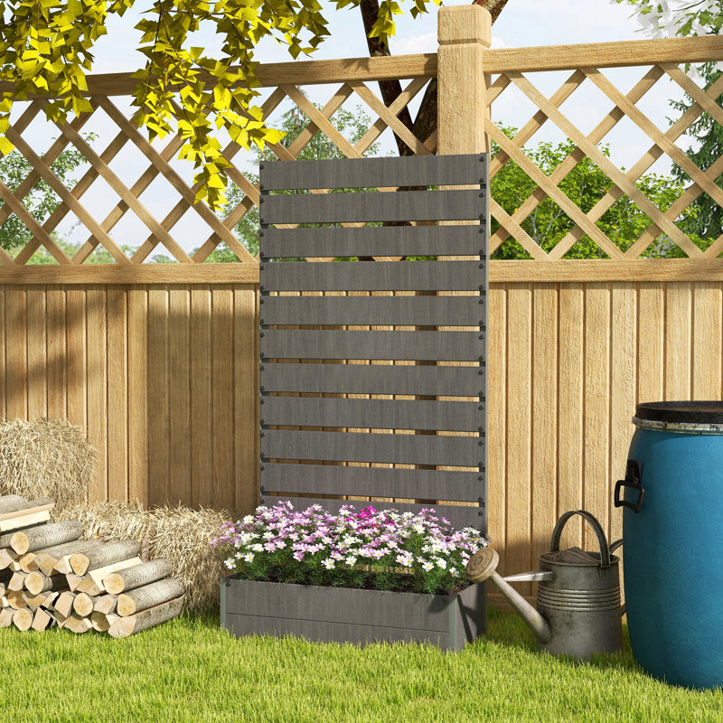 Trellis Planter For Climbing Plants, Raised Garden Bed With Trellis, Planter Box For Outdoor Garden, Dark Gray, Dark Gray
