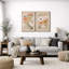 Abstrait botanique, "Œuvre florale bohème orange et verte vibrante, images murales de campagne française moderne, ensemble de 2 impressions murales sur toile,"-91068934-91068938