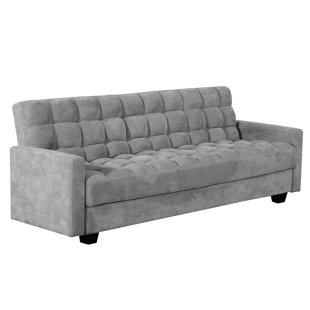 Penelope 85 in. Grey Tufted Upholstered Sleeper Sofa Bed with Storage