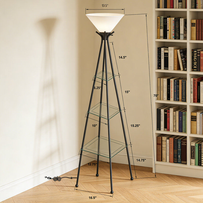 Sentry black 3-layer frosted Torchiere floor lamp