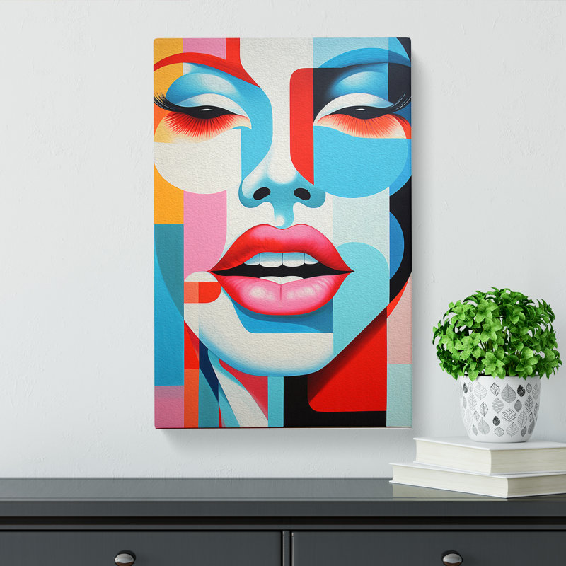 Lips Mouth Constructivism - Wrapped Canvas, 50cm H x 35cm W x 3cm D