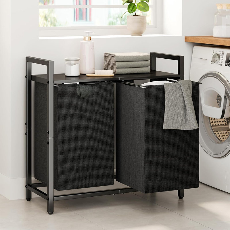 Trieur de linge en tissu avec poignées, Noir