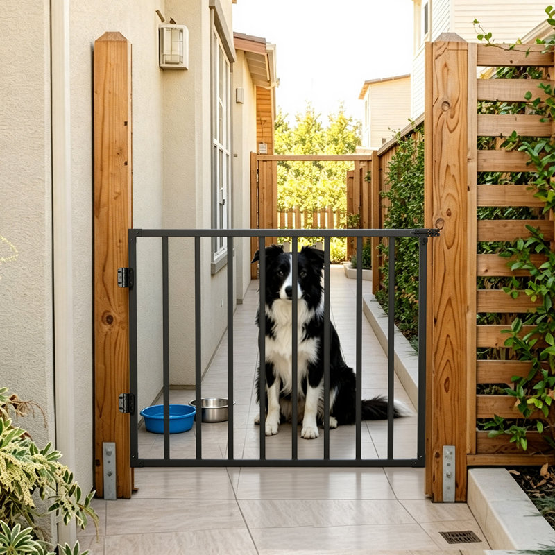 Clôture de jardin extérieure, ensemble de portail en aluminium pour terrasse avec charnières et loquet à fermeture automatique, 122 cm (L) x 97 cm (H)