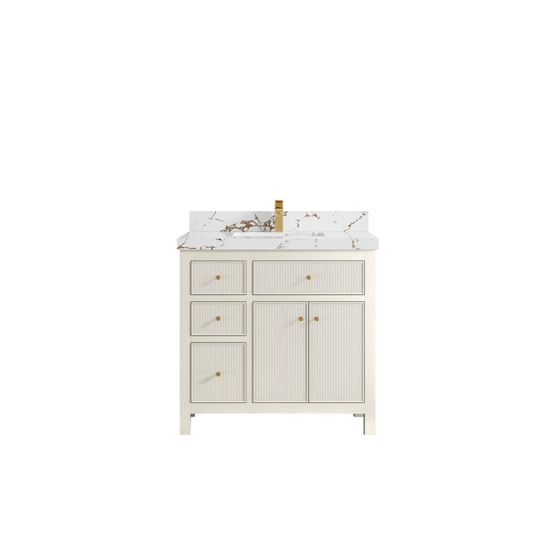 Sonoma 36" Alabaster Freestanding Bathroom Vanity with Quartz Top
