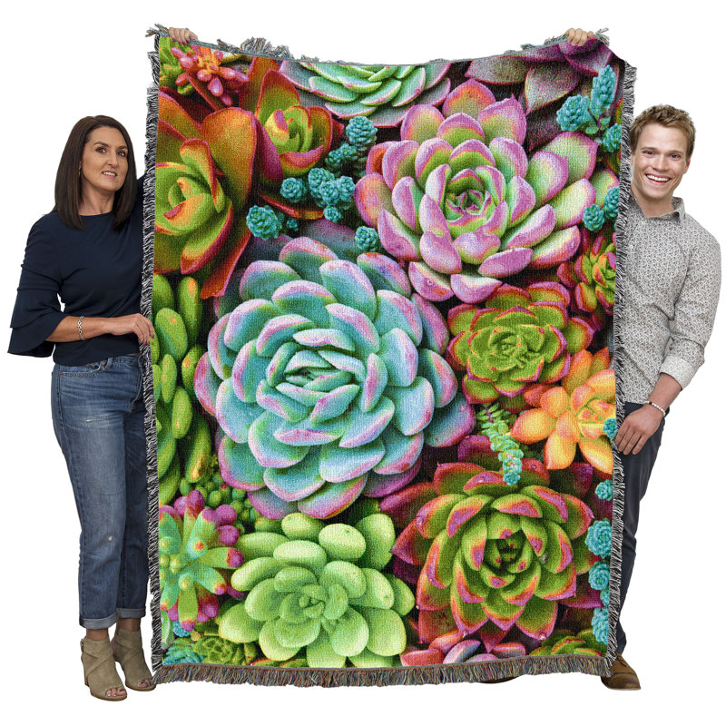 Jeté en coton Pure Country Weavers, Plantes grasses vives