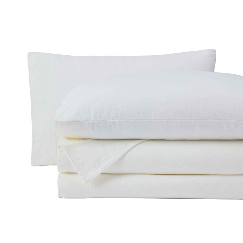 Blue Nile Mills Solid 100% Cotton Flannel Sheet Set - Cozy & Deep Pocket Fit, California King Sheet Set with 2  Pillowcases