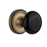 Classic Rosette with Black Porcelain Door Knob