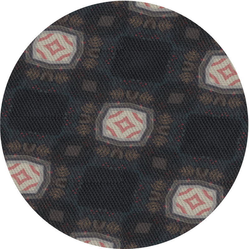 Tapis décoratif géométrique noir, Rond 5 pi