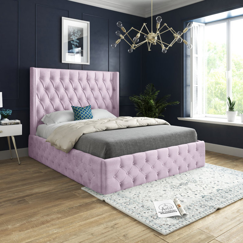 Aldric Upholstered Bed, Single (3'), Pink