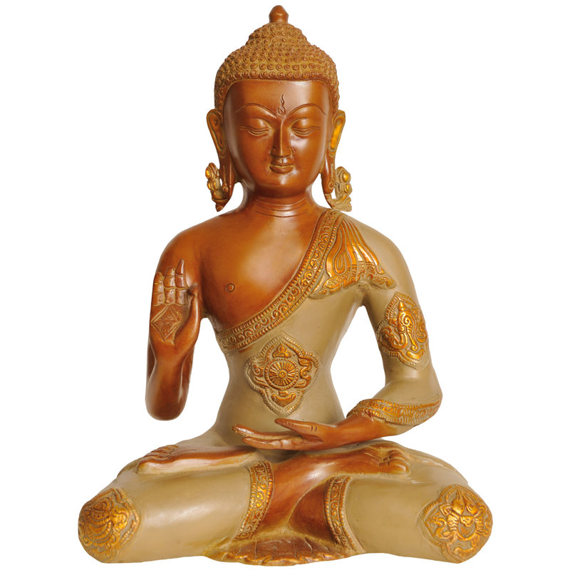 11" Handmade Brass Buddha Teaching Dharma Statue - Buddhist Meditation Home Decor - Spiritual Sculpture Art - Made in India