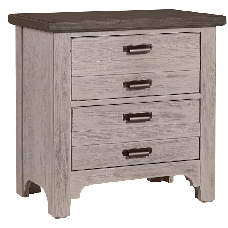 Table de chevet 2 tiroirs Hongsi, Gris Douvres