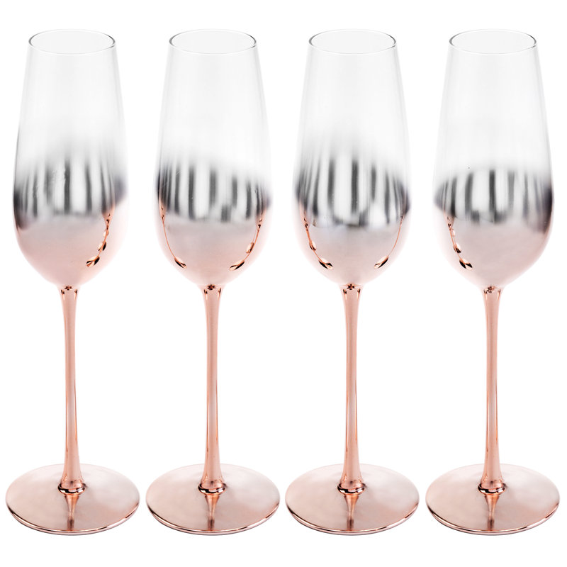 4 Piece 266ml Glass Flute Set