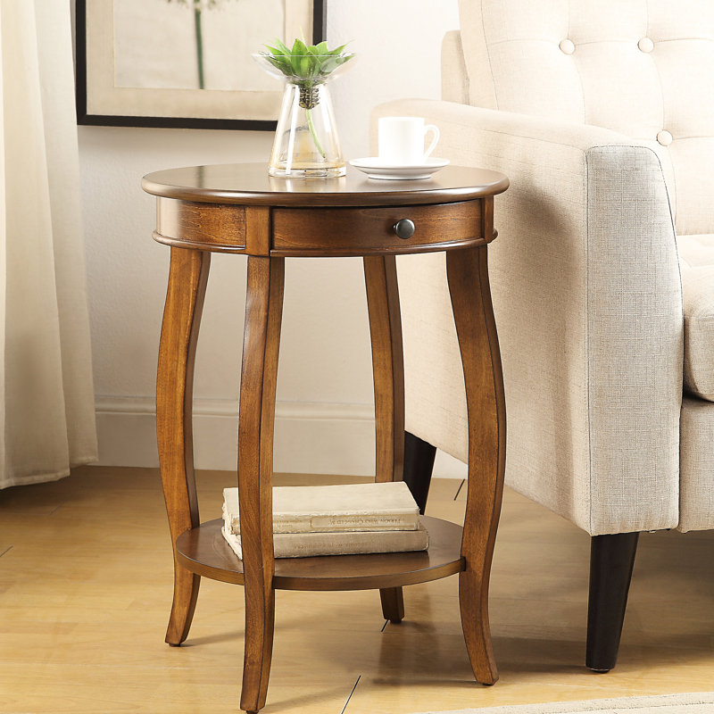 Table de bout en noyer avec tiroir et tablette pour l'ameublement de la salle familiale
