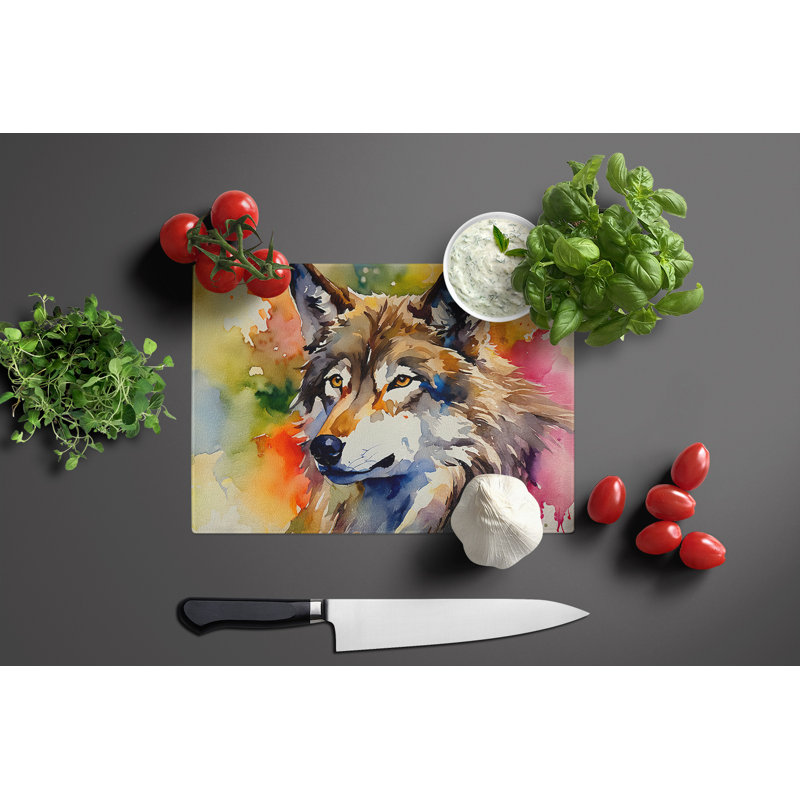 Wolves Wolf  Glass Cutting Board Large