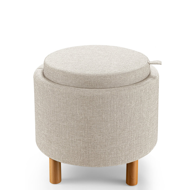 Repose-pieds 4 en 1 rembourré avec rangement, repose-pieds en tissu, Beige