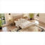 Grand lit plateforme en bois massif organique naturel de style rétro avec tête de lit en forme de gourde