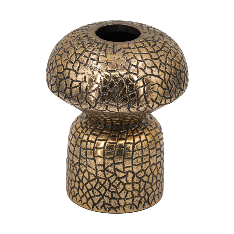 Vase à fleurs en crocodile texturé - 5 po de diamètre x 6,5 po - Or antique