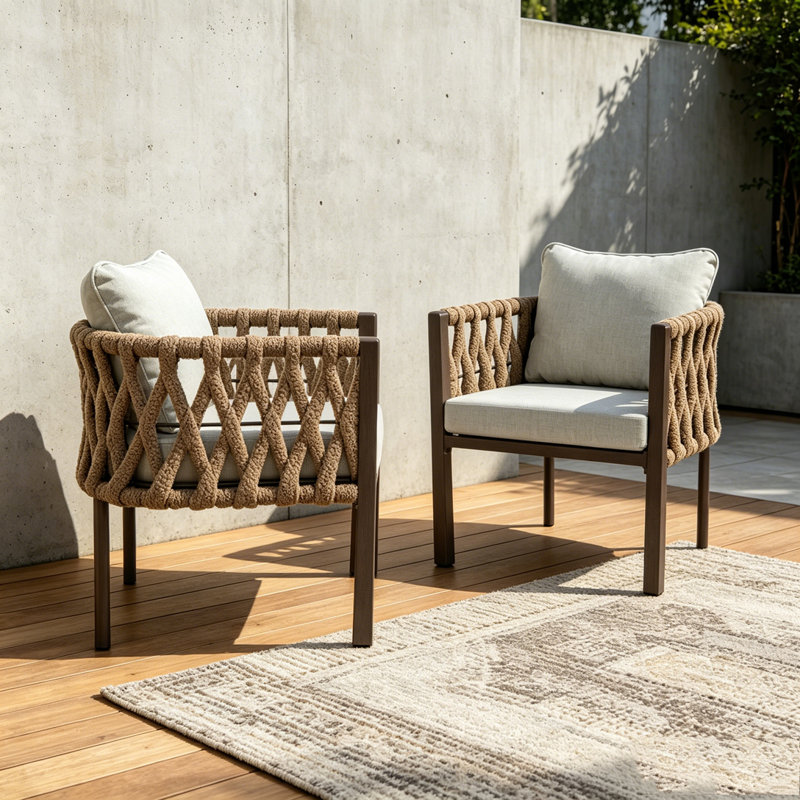 2-Pieces Outdoor Metal Patio Club Chair