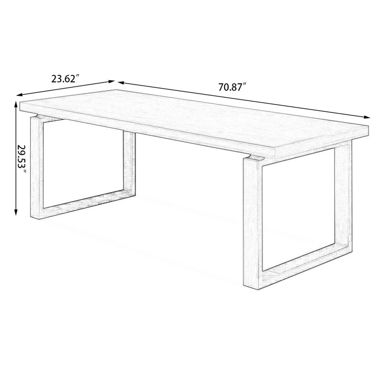 Bureaux rectangulaires bruns en bois massif, H 29,53 po x l 70,87 po x P 23,62 po