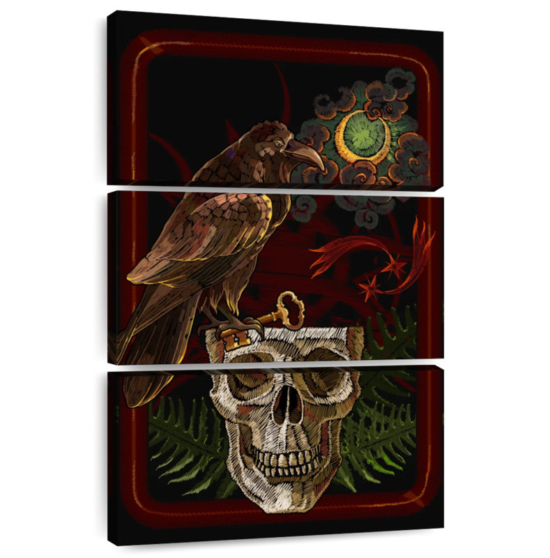 Hitzel Skull And Raven, 74" H x 48" W