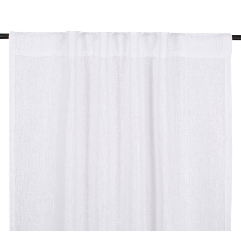 Rideau de salle de bain en lin blanc (50 po x 84 po) - Onglet, filtrant la lumière, L 50 po x L 84 po