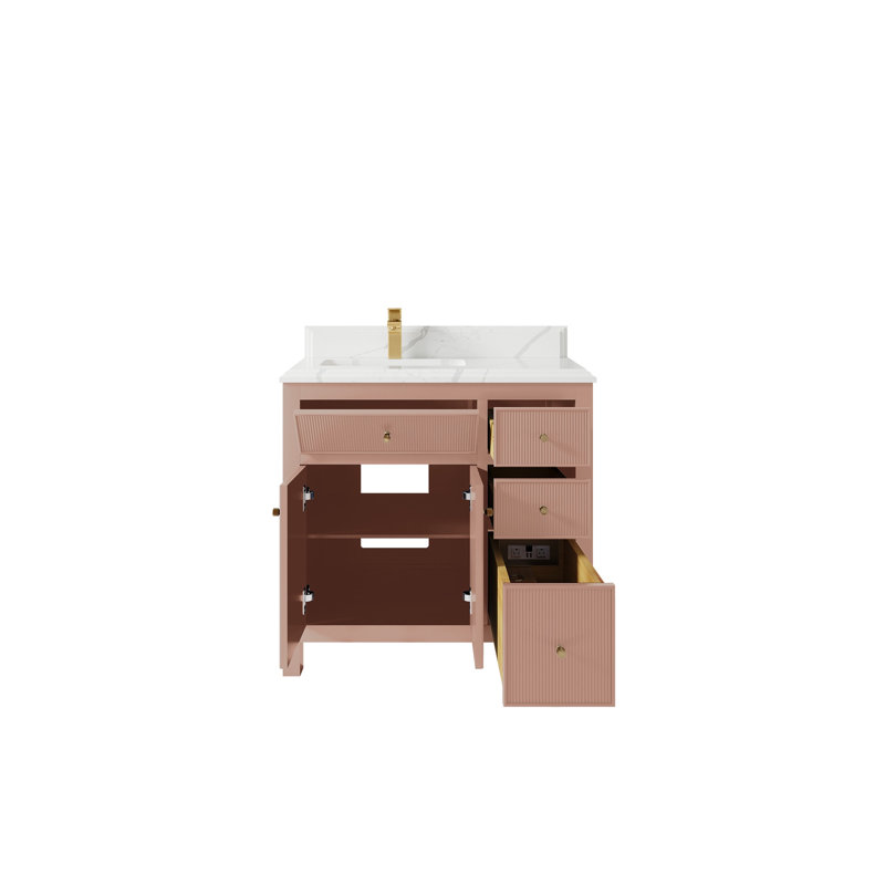 Ensemble de meuble-lavabo simple 36 po Sonoma, 1.5 IN Calacatta Laza, Warm Terracotta