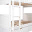 Lit superposé simple blanc avec mezzanine et tiroirs de rangement - et chambre à coucher avec compartiments pratiques-118036348