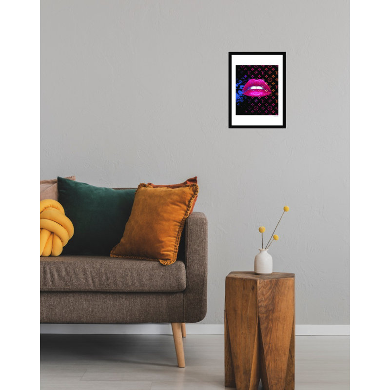 Hot Pink Glam Lips 14x18 Framed Fashion Print
