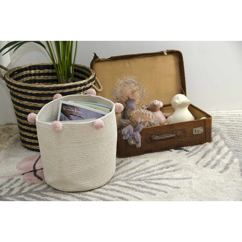 Bubbly Fabric Decorative Basket, Natural/Nude