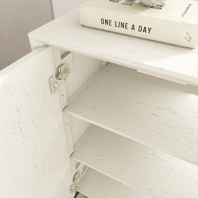 53.5" Tall Mid Century Modern Storage Cabinet With 2 Adjustable Shelves, 2 Drawers, White
