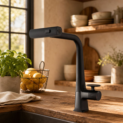 Pull Down Kitchen Faucet, 3 Spray Modes, Horizontal & Vertical Outlet, 360° Swivel, 25 Inch Pull Out Sprayer, 1/3 Hole Installation