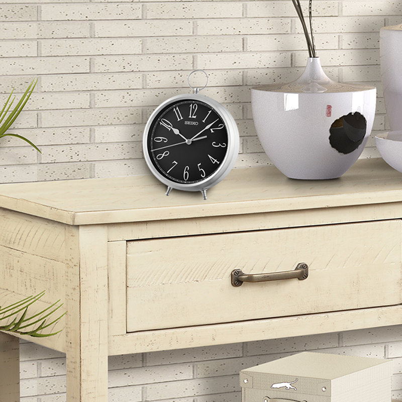 QXG155ALH Traditional Desk Table Clock, Silver-Tone