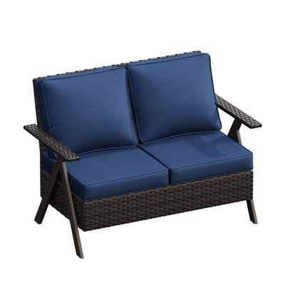 R-Shaped Rattan Armrest Loveseat by George Oliver