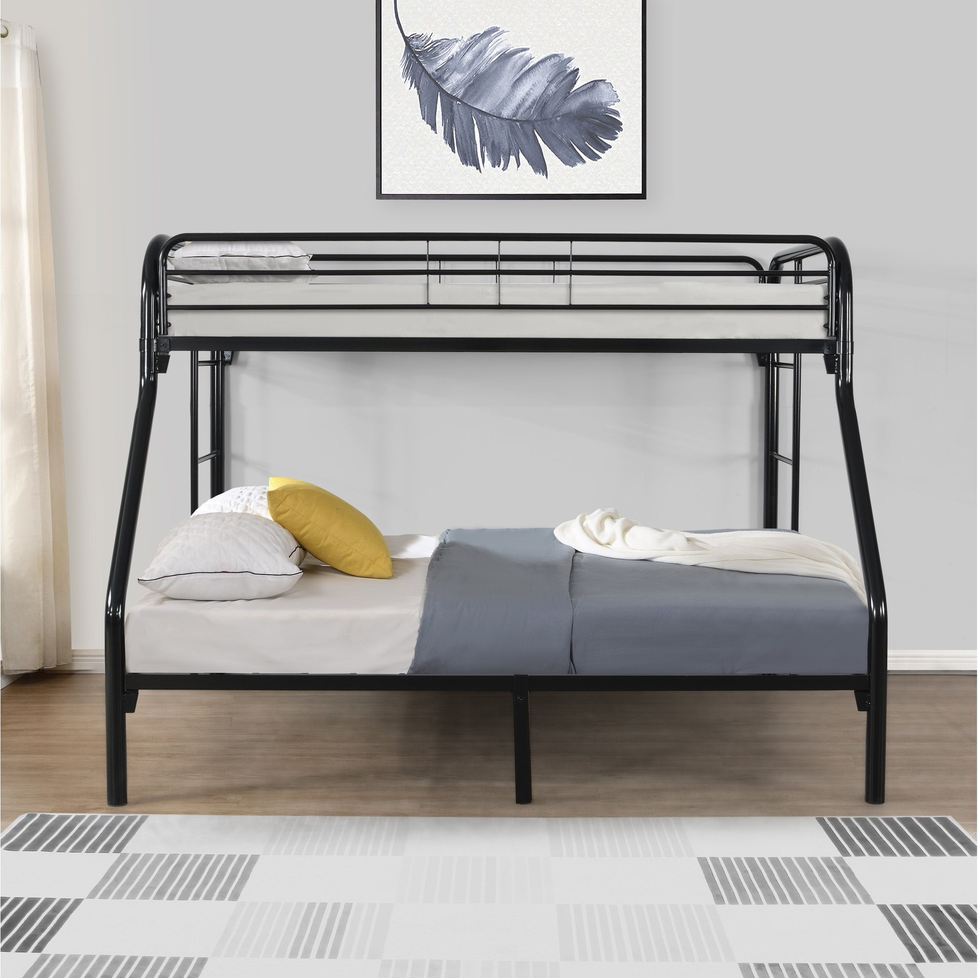 Kids Twin Over Full Bunk Bed, Black