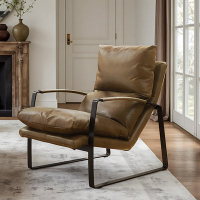 Zawacki 25.5" W Genuine Leather Lounge Armchair