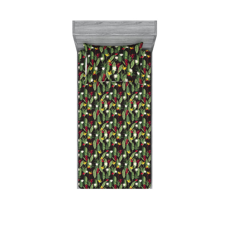 Drap-housse et taie décorative Ambesonne, Ensemble de draps pour lit simple avec 1 taie d'or