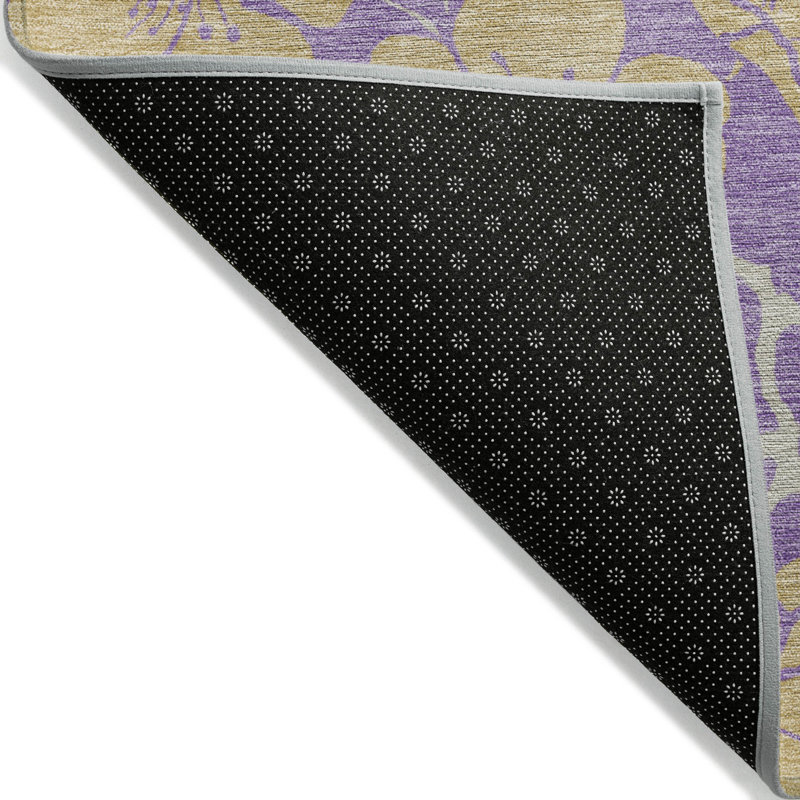 Purple Floral Synthetic Washable Rectangular Rug 30" x 20"
