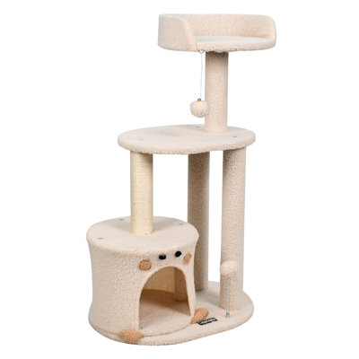 GOOPAWS 34-in Faux Fur Top Perch Cat Tree & Condo, Green