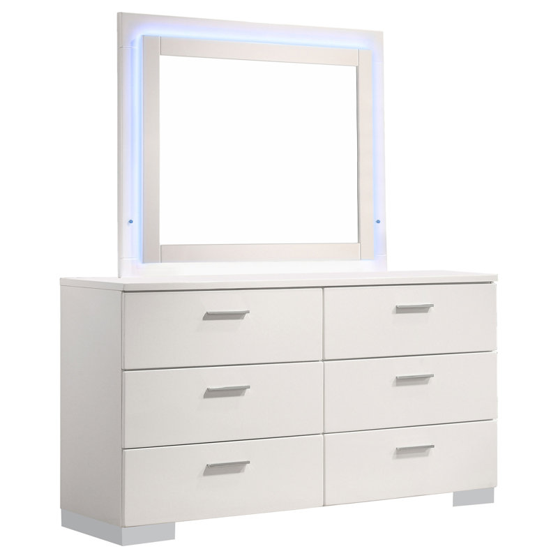 Commode 6 tiroirs avec miroir DEL Dulcey